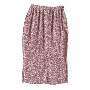 Vintage Adrienne Vittadini Silk Pink & White Floral Skirt Size 10